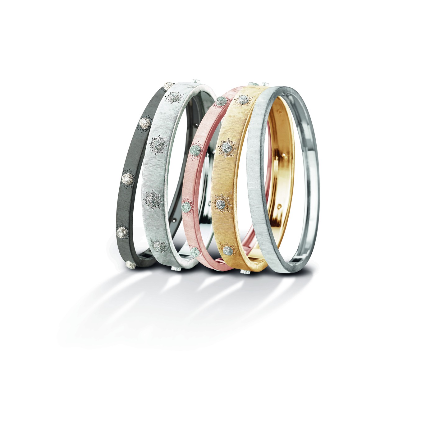 Macri Classica bracelets in yellow, white, pink and black gold